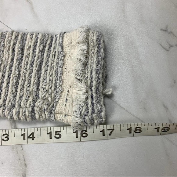 Calypso Womens Sz XS Tunic Top Striped Cream Grey Boho Tassels Fringe Lagenlook - Picture 6 of 10